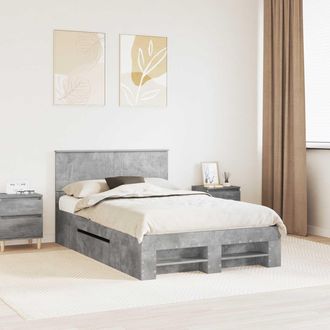 vidaXL Estructura De Cama Con Cabecera Gris Concreto 120 X 200 Cm Vidaxl
