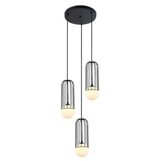 Netlighting Modern Hanging Pendant Black 3 Light with Black White Shade G9