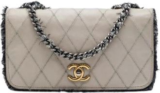 Chanel Pre-owned Quilted Lambskin Shoulder Bag - Dames - Vintage Schoudertas - Grijs - ONE Size - Wol - Vintage