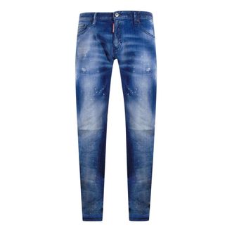Dsquared2 Mens Sexy Twist Jean Blue Splatter Jeans Cotton - Size 34 (Waist)