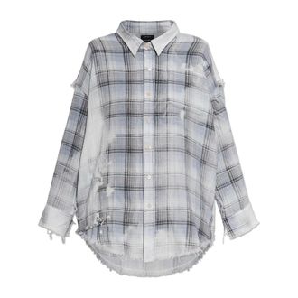 R13 Camicia con Scollo a V e Cuciture Sfilacciate - - Blouses & Shirts - Donna - Blu - S