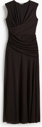 H&M Drapiertes Meshkleid - Brown