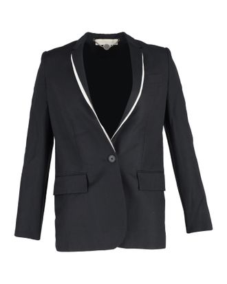 Stella McCartney Stella McCartney Contrast Trim Blazer in Zwart Wol