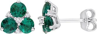 Rina Limor Silver 1.66 Ct. Tw. Lab-Grown Created Emerald, Created White Sapphire Earrings