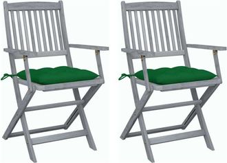 vidaXL Sillas De Jard&iacute;n Plegables 2 Uds Cojines Madera Maciza Acacia Vidaxl