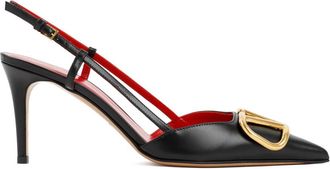 Valentino Garavani Black Leather Slingback Pumps