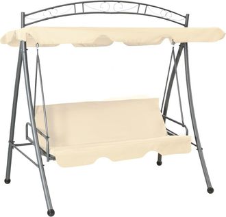 vidaXL Banco Columpio Convertible De Exterior Con Dosel Blanco Arena Vidaxl