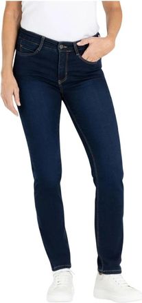 M.A.C Donker Gewassen Straight-Leg Jeans - Dames - Slim Fit Jeans - Blauw - XS - Katoen - Jeans