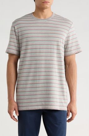Marine Layer Signature Jacquard Stripe T-Shirt in Pink/Aqua Multi at Nordstrom, Size Xx-Large