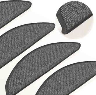 vidaXL Vidaxl - Felpudos Para Escaleras (15 Unidades, 56 X 17 X 3 Cm, Beige Y Gris, Semicirculares)