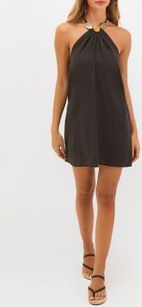 Vix Aiden Linen & Cotton Cover-Up Dress in Black at Nordstrom, Size X-Small