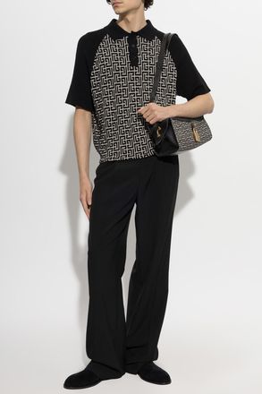 Balmain Polo With Monogram, Mens, Black