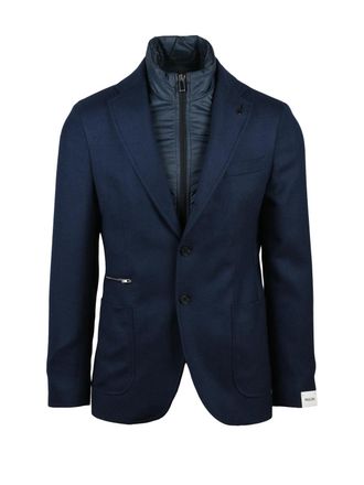 Paoloni Tailored Wool Jacket With Removable Lapel And Polished Finish