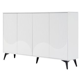 Urban Meuble Aparador blanco dise&ntilde;o de ondas con 4 puertas y patas negras