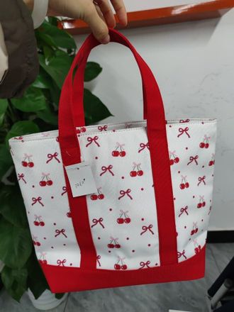 Generic Knot Floral Oxford Cloth Handbag Shoulder Bag (Red)