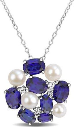 Delmar Cultured Freshwater Pearl Cluster Pendant Necklace in Blue at Nordstrom Rack