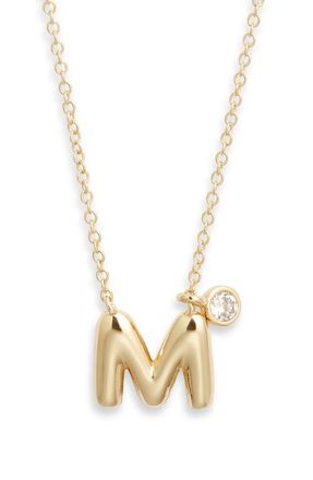 Chelsea28 Goldtone Initial Pendant Necklace in M- Clear- Gold at Nordstrom
