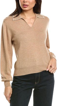 Brodie Pearl Collar Wool & Cashmere-Blend Polo Sweater