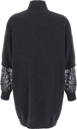 Brunello Cucinelli Sequin Sleeve Dress Dresses Gray