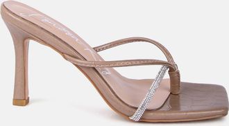 London Rag fetish croc rhinestone slider sandals