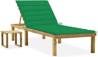 vidaXL Vidaxl - Tumbona De Jard&iacute;n Con Mesa Y Coj&iacute;n De Madera De Pino Impregnada