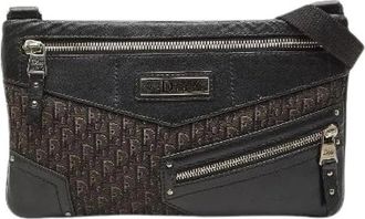 Dior Pre-owned Cross Body Bags, female, Black, Size: ONE SIZE Pre-owned Trotter Canvas Leather Shoulder Bag