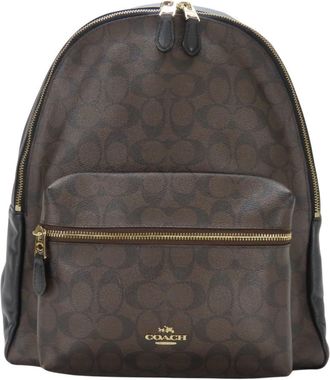 Coach Black Dark Brown Pvc Leather Backpack (Pre-Owned)