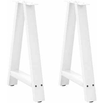 vidaXL Vidaxl - Patas Para Mesa De Comedor En Forma De A (2 Unidades), Color Blanco, 50 X (72-73) Cm, Acero