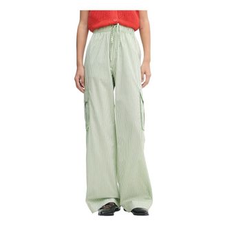 Stine Goya Fatuna Wijde Broek - Dames - Broeken - Groen - Maat: XS Katoen