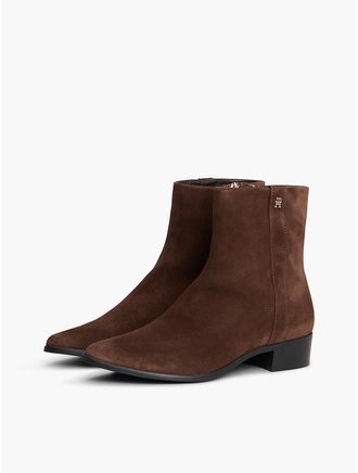 Tommy Hilfiger Womens Waxed Suede Ankle Boot - Dark Coffee - US 6.5 / EU 37