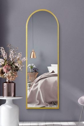 MirrorOutlet Gold Framed Arched Leaner/Wall Mirror 63 X 21 (160CM X 53CM) | Size: 1 Pack