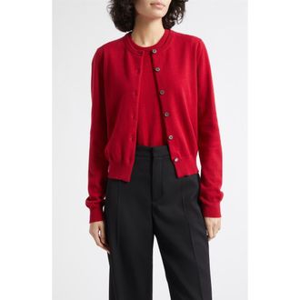 Johnstons of Elgin Iris Cashmere Crewneck Cardigan in Claret at Nordstrom, Size X-Large
