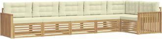 vidaXL Conjunto De Sof&aacute;s De Exterior 6 Uds. Blanco Y Crema Poli&eacute;ster Vidaxl
