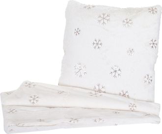 Hhg Hhg - Nunca Usado] Set Manta + Coj&iacute;n Decorativo Nieve, Manta De Peluche Sof&aacute; Manta Coj&iacute;n Decorativo+relleno, Esponjoso Lentejuelas