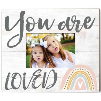 Kindred Hearts You Are Loved Rainbow Weathered Slat Photo Frame In Whitewash