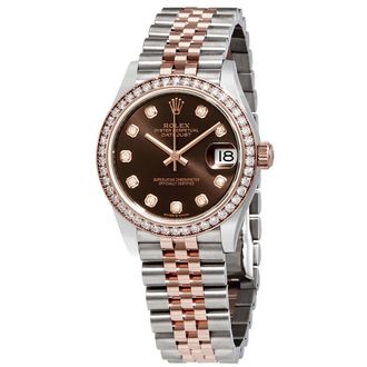 Rolex Datejust Chocolate Dial Automatic Ladies Steel and Everose Gold Jubilee Watch 278381CHDJ