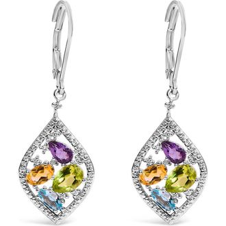 House of Brilliance Sterling Silver Diamond Accent Multi Stone Rhombus Drop Earrings at Nordstrom