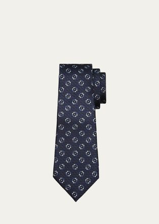 Ermenegildo Zegna Mens Floral Jacquard Silk Tie