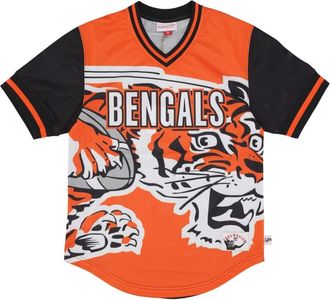 Mitchell & Ness NFL Jumbotron 3.0 Mesh V-neck Jersey - Heren - Fitness - Oranje - M - Polyester - Fitness
