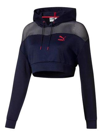 Puma cropped mesh hoodie sweatshirt - Blu
