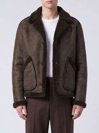 Giorgio Armani Short Suede Lamb Shearling Jacket with Fur Collar