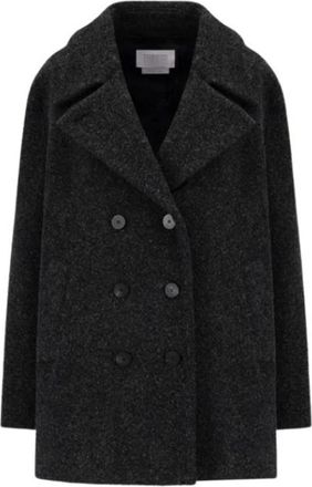 Harris Wharf London Chaquet&oacute;n largo boucl&eacute; Sailor - Dames - Mantel - Grijs - M - Leer - Jassen