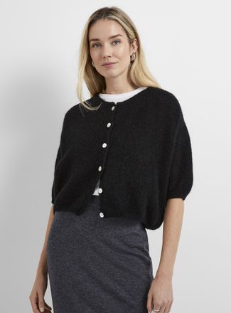 Contemporaine Short-sleeve mohair Cardigan Sweater