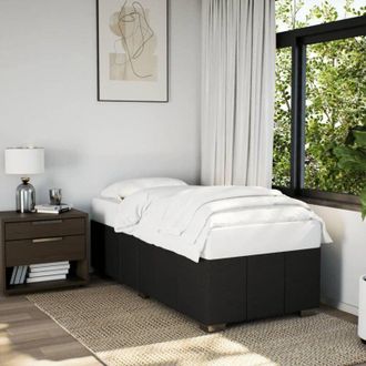 vidaXL Estructura De Cama Sin Colch&oacute;n Tela Negro 90x190 Cm Vidaxl