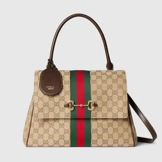 Gucci Paparazzo Medium Top Handle Bag, Beige, GG Canvas