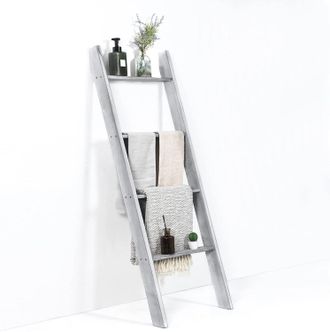 Costway Costway - Escalera Para Toallas, Toalleros De Ba&ntilde;o De 4 Niveles, Toallero, Estante De Pared, Escalera Decorativa, Estable, Estilo Industrial, Estante 