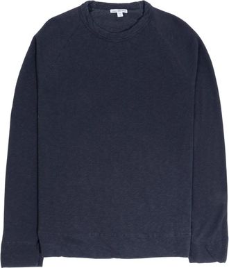 James Perse Vintage Katoenen Raglan Pullover - Heren - Sweatshirts - Blauw - 2XL - Katoen - Hoodies & sweatvesten