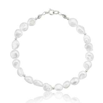 Lily & Roo Silver Beaded Baroque Pearl Bracelet