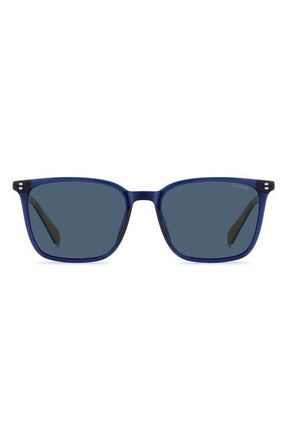 Polaroid 55mm Polarized Rectangular Sunglasses in Blue/Blue at Nordstrom