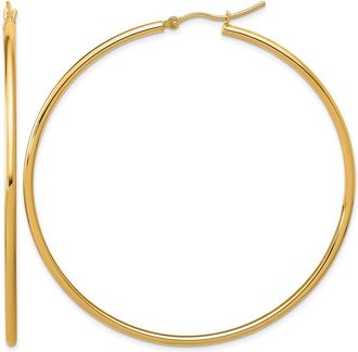Diamond2Deal 14k Gold Polished 2x60mm Polished Hoop Earrings
